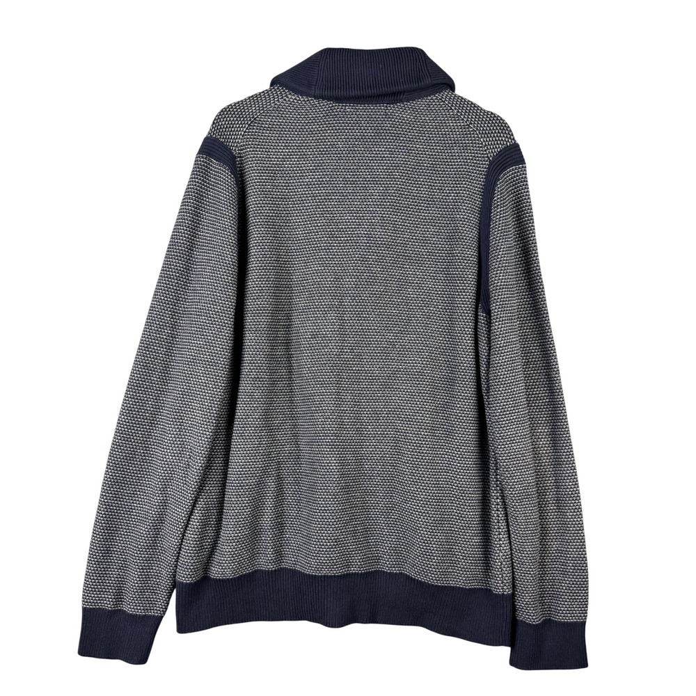 Banana Republic Mens XL Navy Blue Birdseye Shawl Collar Grandpa Cardigan Sweater - Picture 3 of 8